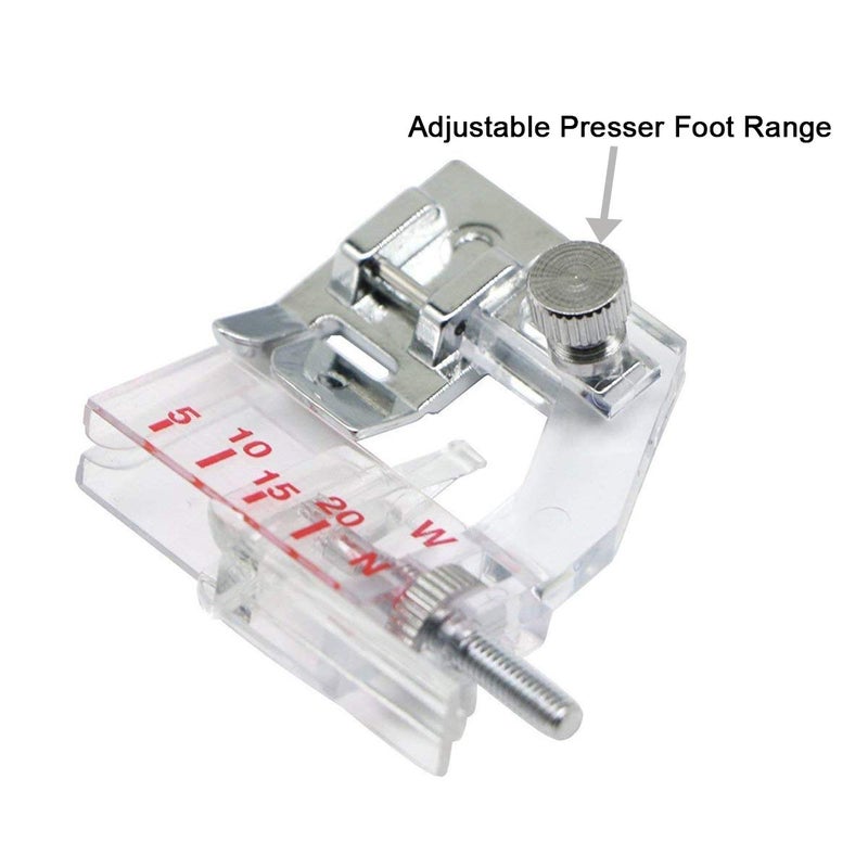 Stormshopping Adjustable Tap Bias Binder Foot for All Low Shank Snap-On Singer, Brother, Babylock, Euro-Pro, Janome, Kenmore, White, Juki, New Home, Simplicity, Elna and More! Adjustable Range from 5mm to 20mm - Image 2
